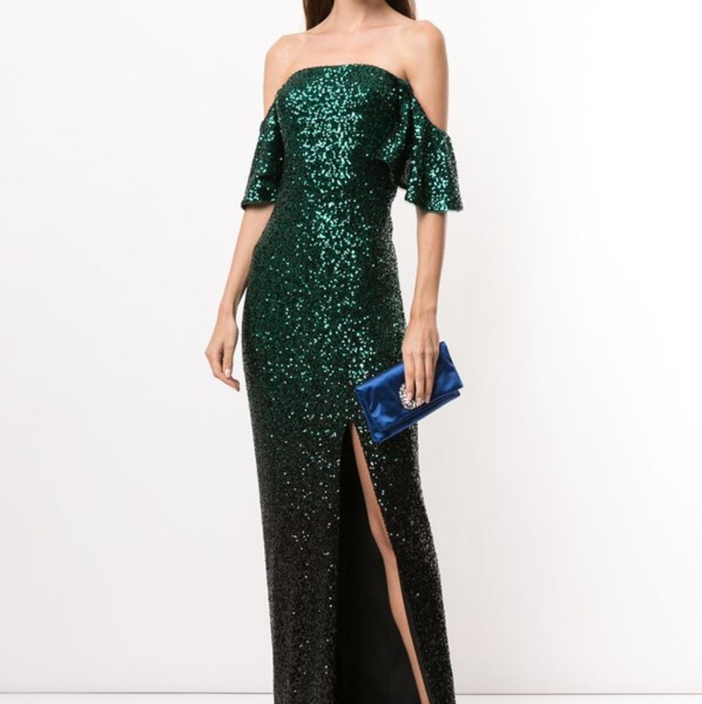 Marchesa Sequin Off-Shoulder Dress